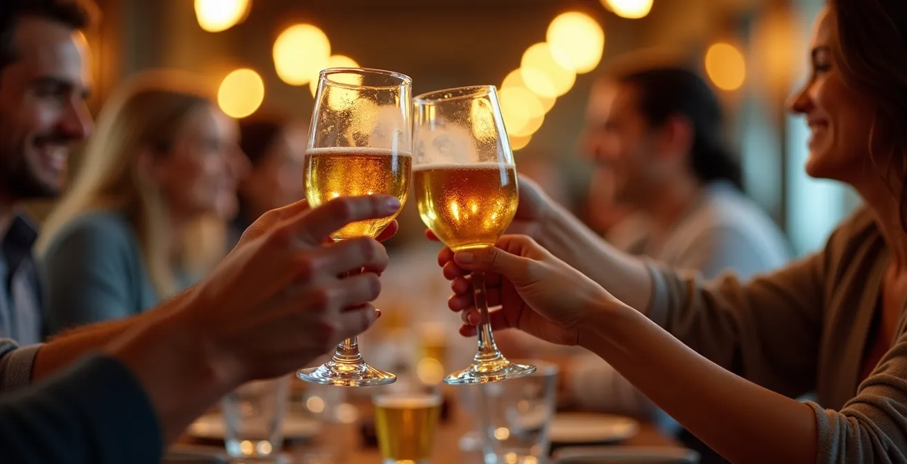 Gros plan sur des mains levant des verres dans un toast chaleureux