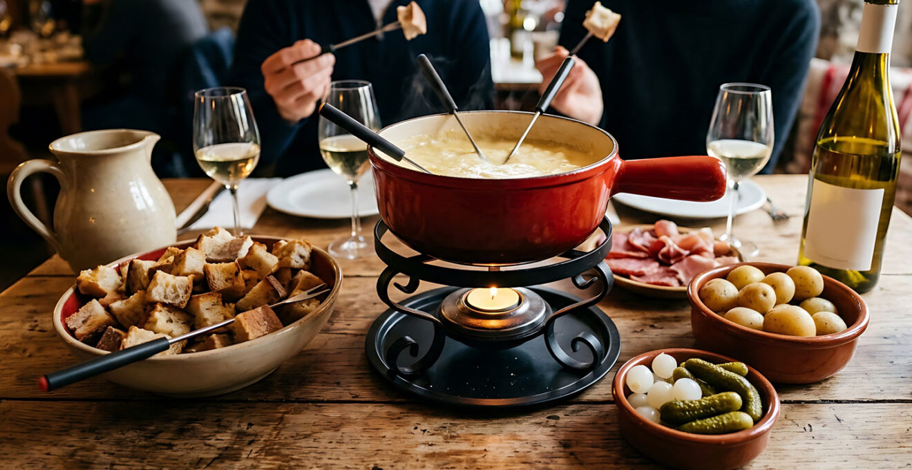 table en brasserie pour déguster des fondues