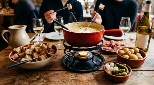 table en brasserie pour déguster des fondues